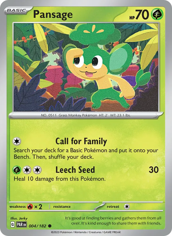 Pansage — Paradox Rift #004 (Pokémon TCG card)