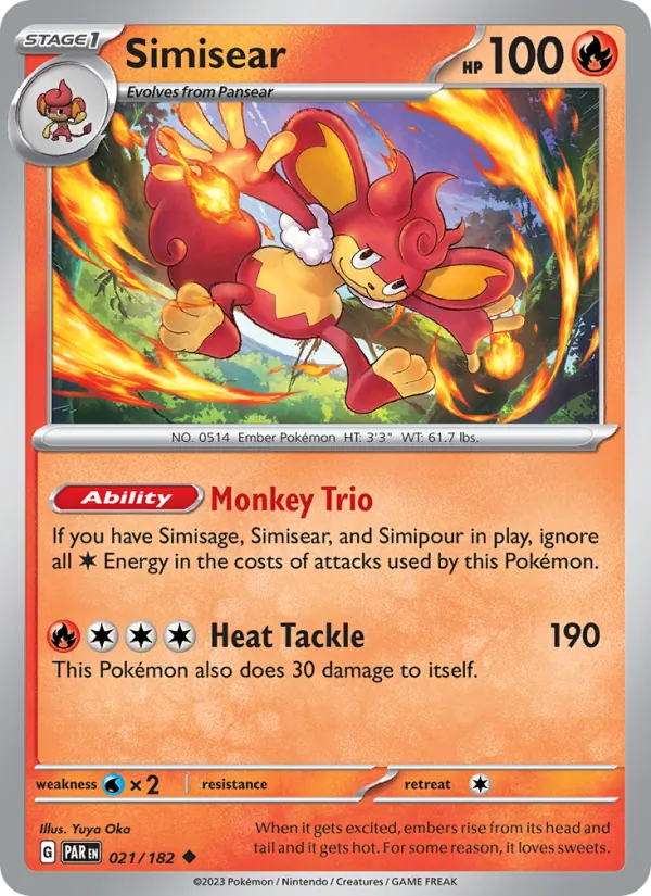 Simisear — Paradox Rift #021 (Pokémon TCG card)