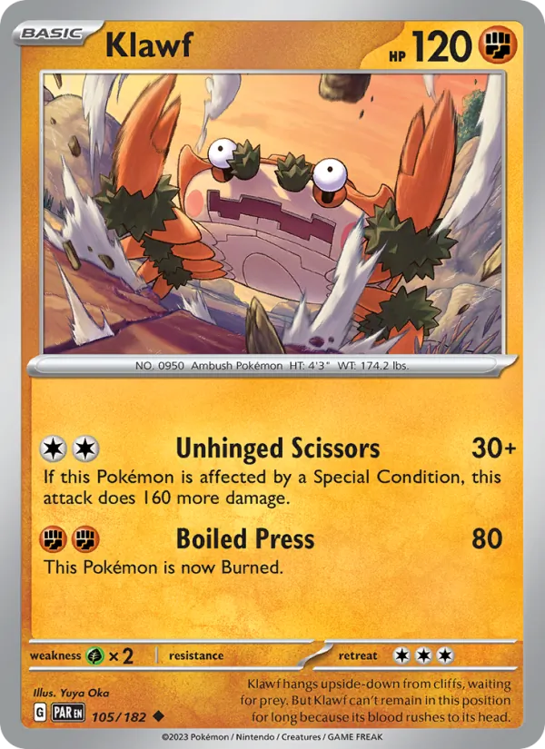 Klawf — Paradox Rift #105 (Pokémon TCG card)