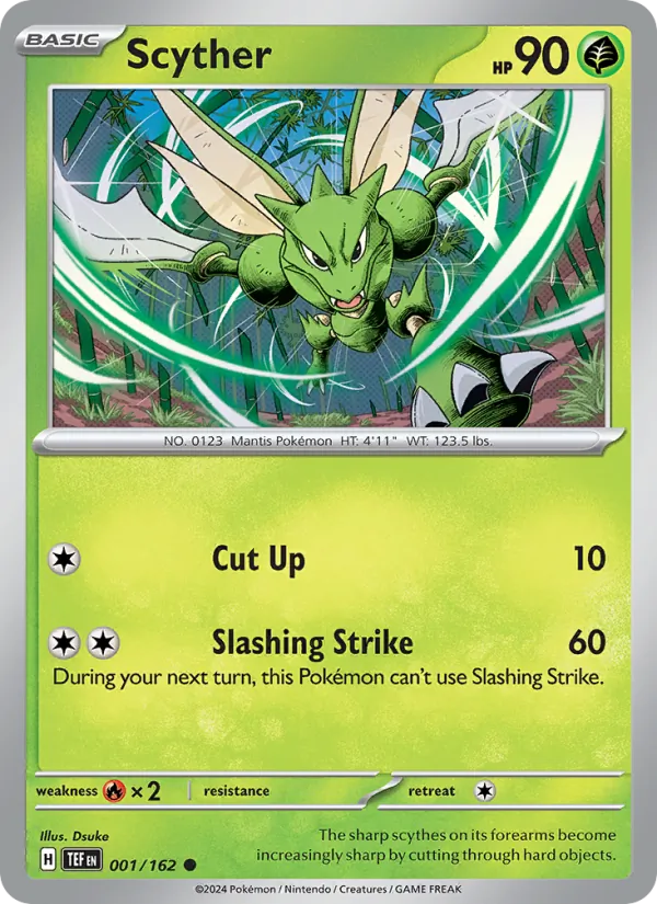 Scyther — Temporal Forces #001 (Pokémon TCG card)
