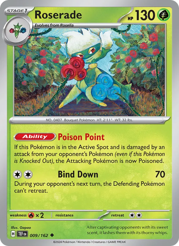 Roserade — Temporal Forces #009 (Pokémon TCG card)