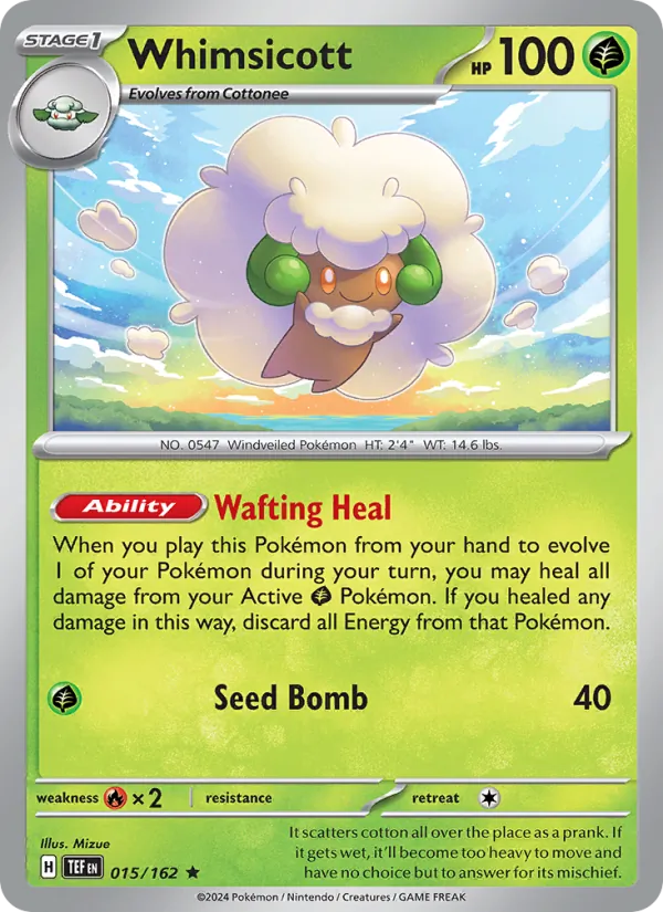 Whimsicott — Temporal Forces #015 (Pokémon TCG card)