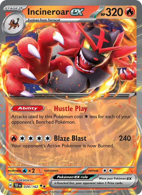 Incineroar ex — Temporal Forces #034 (Pokémon TCG card)