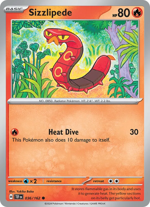 Sizzlipede — Temporal Forces #036 (Pokémon TCG card)