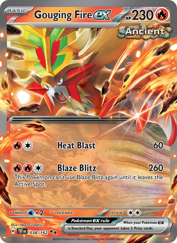 Gouging Fire ex — Temporal Forces #038 (Pokémon TCG card)