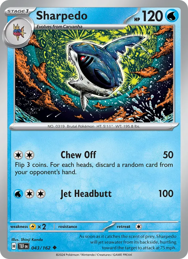 Sharpedo — Temporal Forces #043 (Pokémon TCG card)