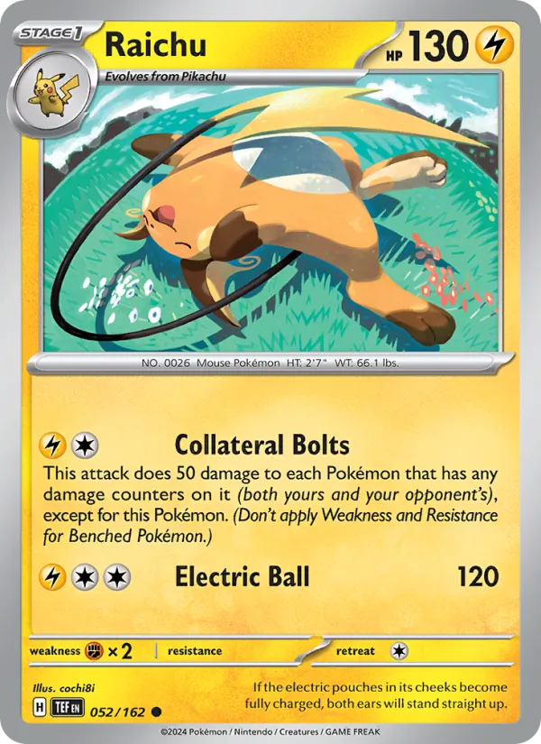Raichu — Temporal Forces #052 (Pokémon TCG card)