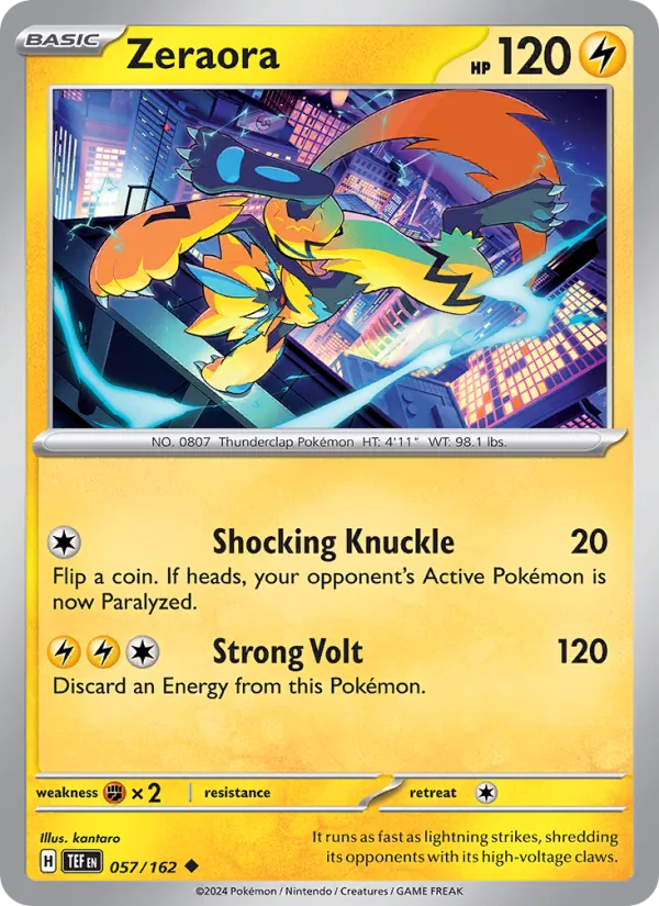 Zeraora — Temporal Forces #057 (Pokémon TCG card)