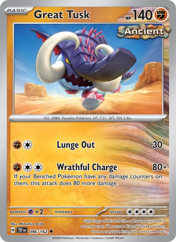 Great Tusk — Temporal Forces #096 (Pokémon TCG card)