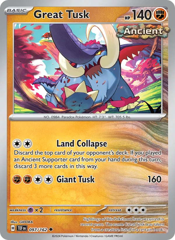 Great Tusk — Temporal Forces #097 (Pokémon TCG card)