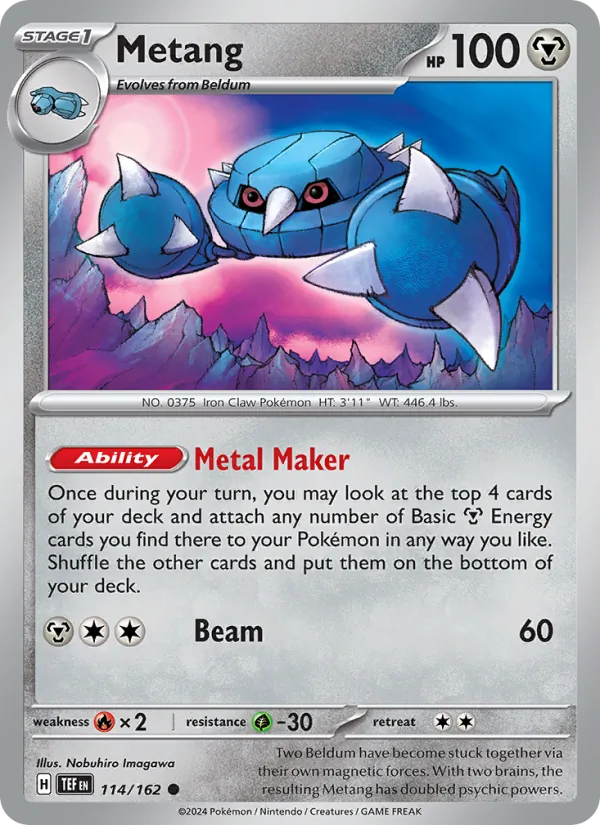 Metang — Temporal Forces #114 (Pokémon TCG card)