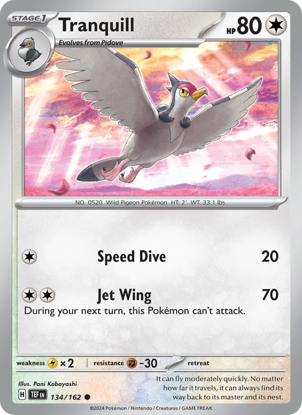 Tranquill — Temporal Forces #134 (Pokémon TCG card)
