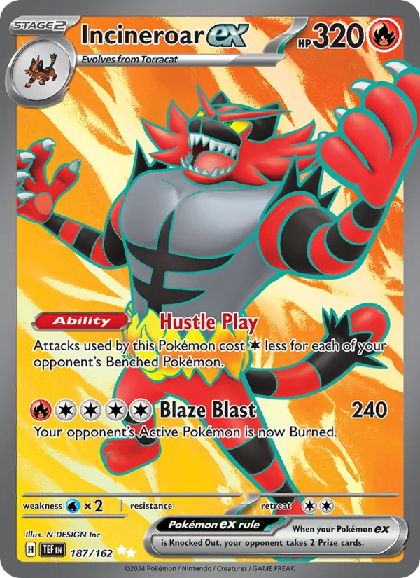 Incineroar ex — Temporal Forces #187 (Pokémon TCG card)