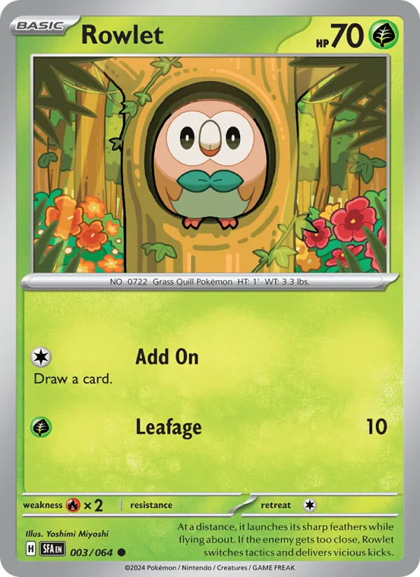 Rowlet — Shrouded Fable #003 (Pokémon TCG card)