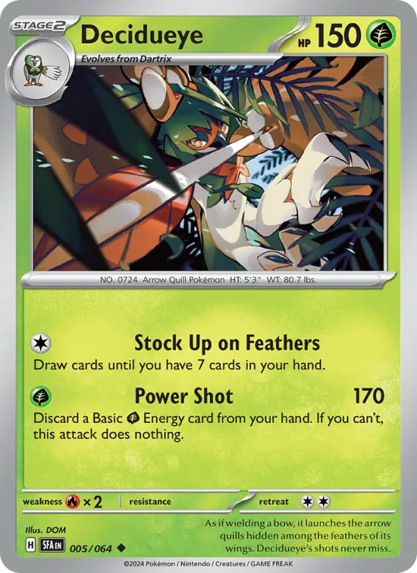 Decidueye — Shrouded Fable #005 (Pokémon TCG card)