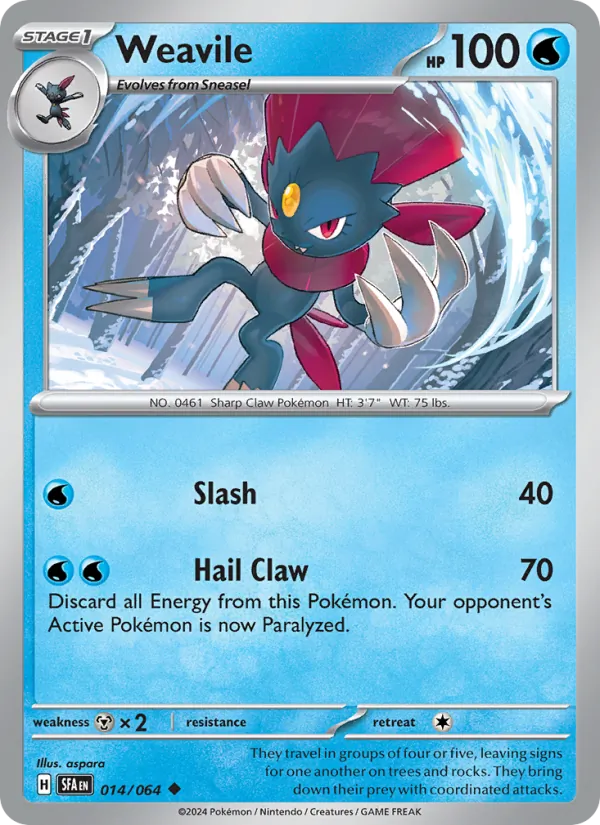 Weavile — Shrouded Fable #014 (Pokémon TCG card)