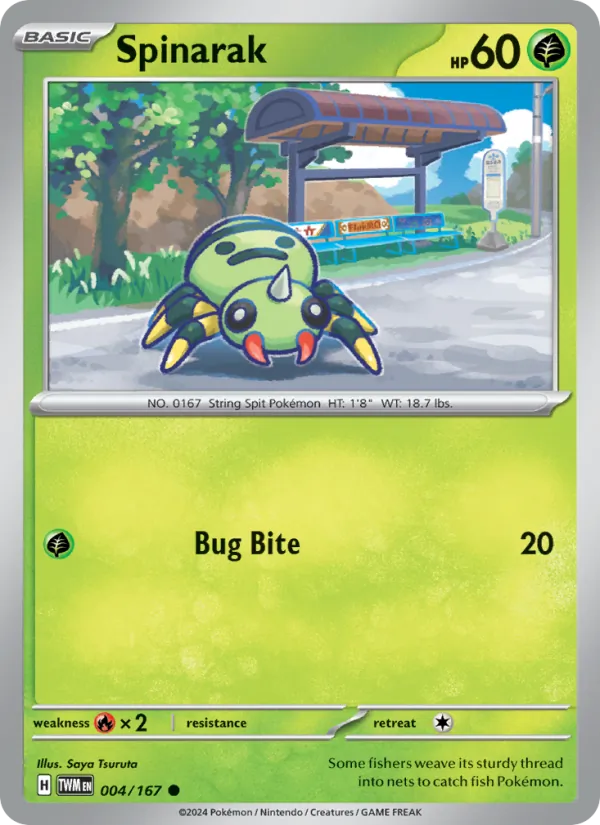 Spinarak — Twilight Masquerade #004 (Pokémon TCG card)