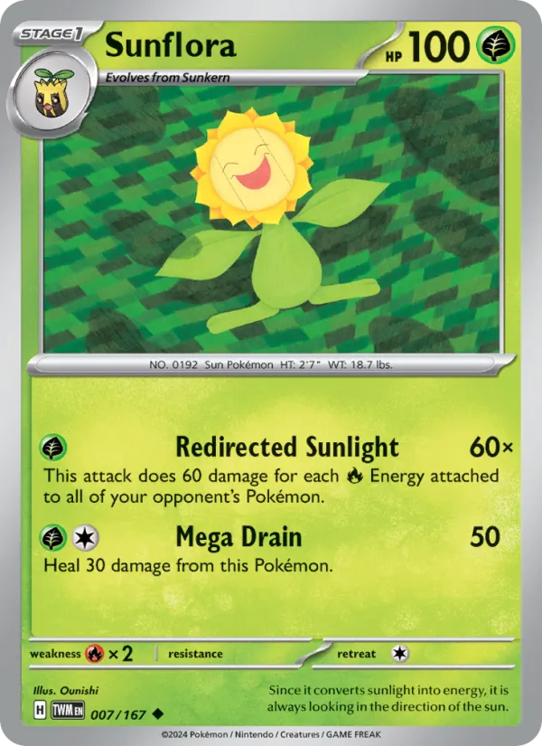 Sunflora — Twilight Masquerade #007 (Pokémon TCG card)