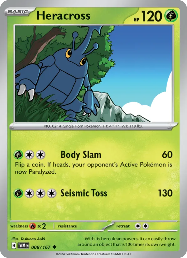 Heracross — Twilight Masquerade #008 (Pokémon TCG card)