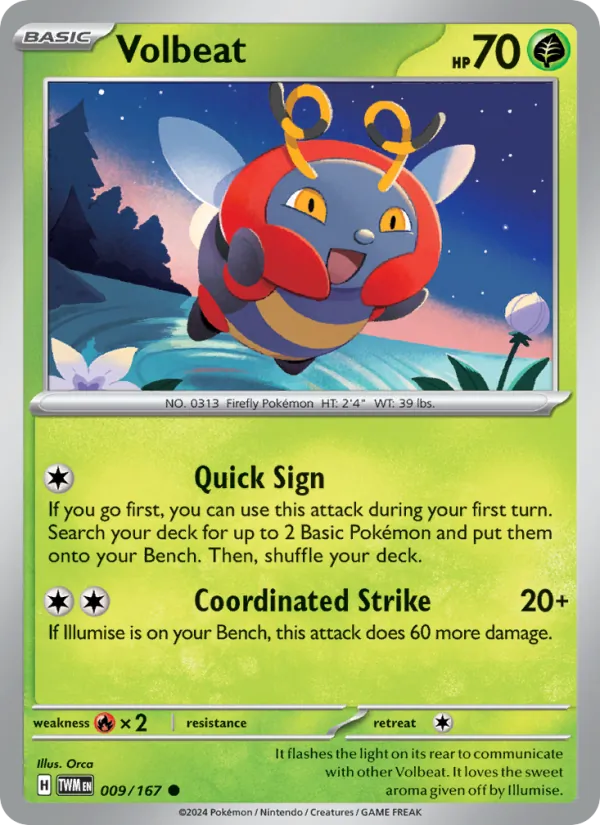 Volbeat — Twilight Masquerade #009 (Pokémon TCG card)