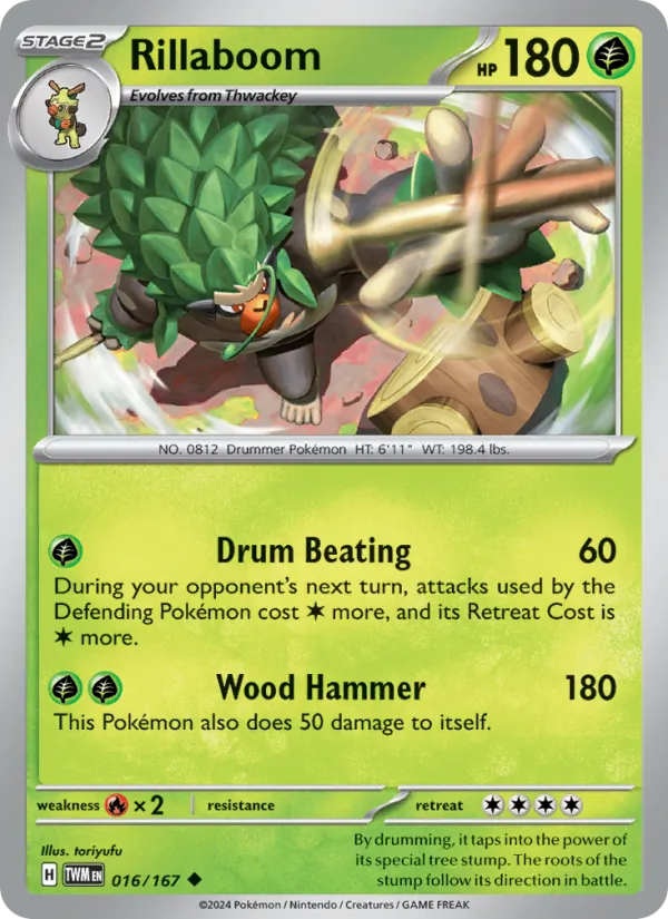 Rillaboom — Twilight Masquerade #016 (Pokémon TCG card)