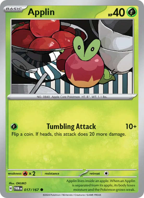Applin — Twilight Masquerade #017 (Pokémon TCG card)