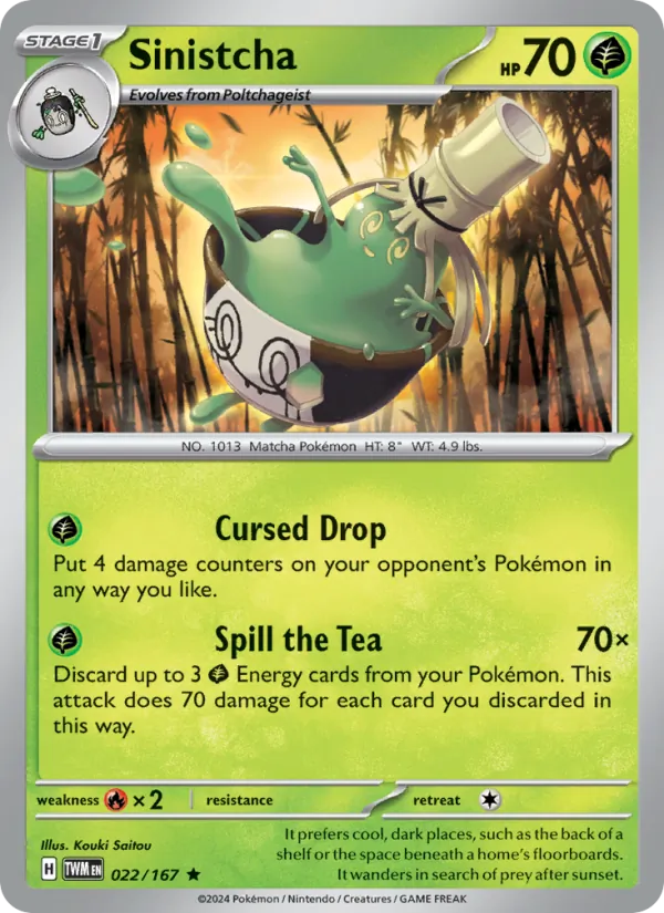 Sinistcha — Twilight Masquerade #022 (Pokémon TCG card)
