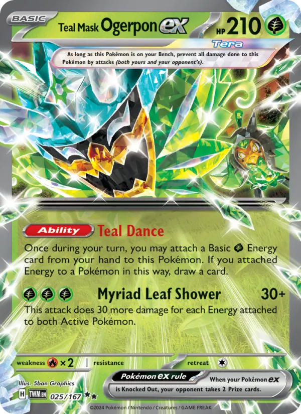 Teal Mask Ogerpon ex — Twilight Masquerade #025 (Pokémon TCG card)