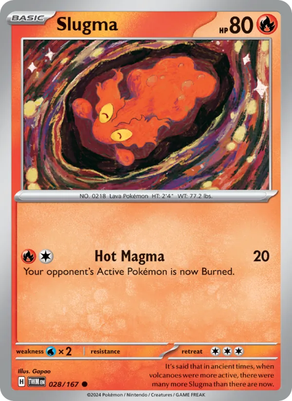 Slugma — Twilight Masquerade #028 (Pokémon TCG card)