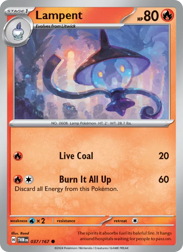Lampent — Twilight Masquerade #037 (Pokémon TCG card)
