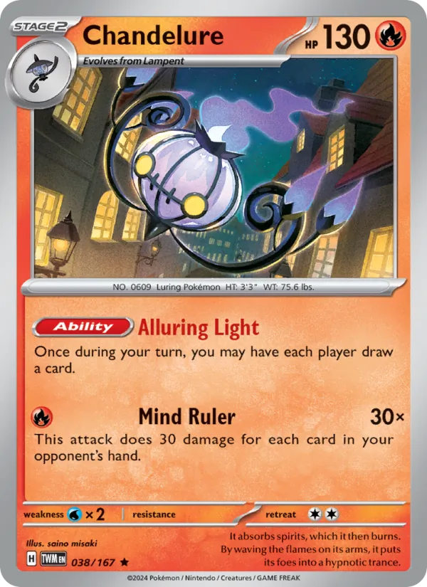 Chandelure — Twilight Masquerade #038 (Pokémon TCG card)