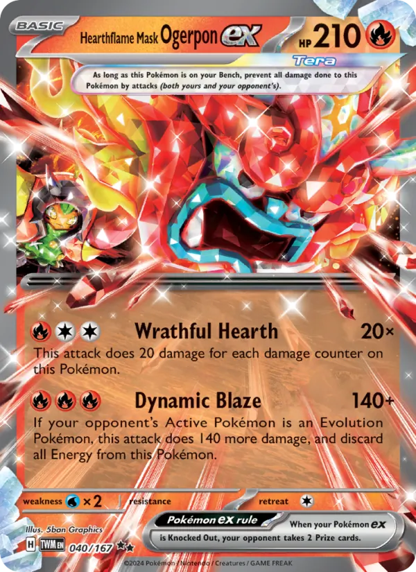 Hearthflame Mask Ogerpon ex — Twilight Masquerade #040 (Pokémon TCG card)