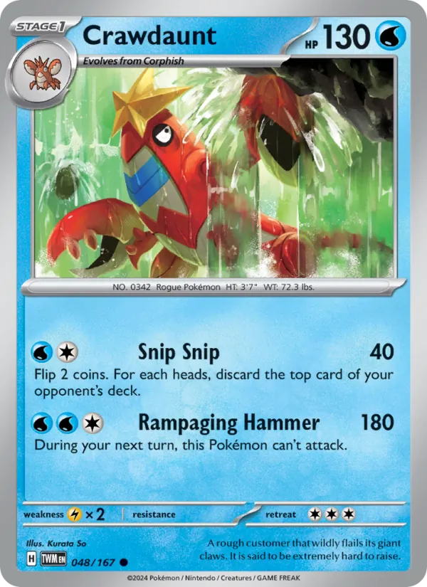 Crawdaunt — Twilight Masquerade #048 (Pokémon TCG card)