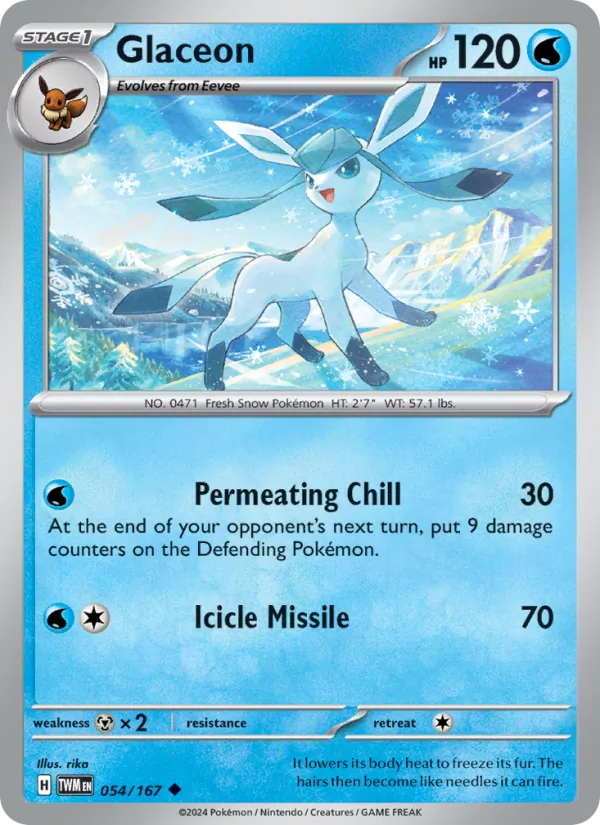 Glaceon — Twilight Masquerade #054 (Pokémon TCG card)