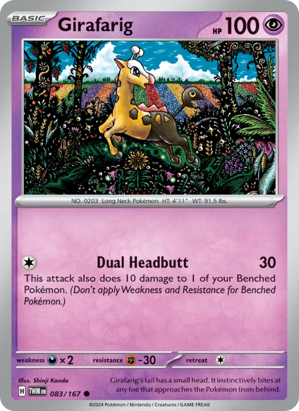 Girafarig — Twilight Masquerade #083 (Pokémon TCG card)