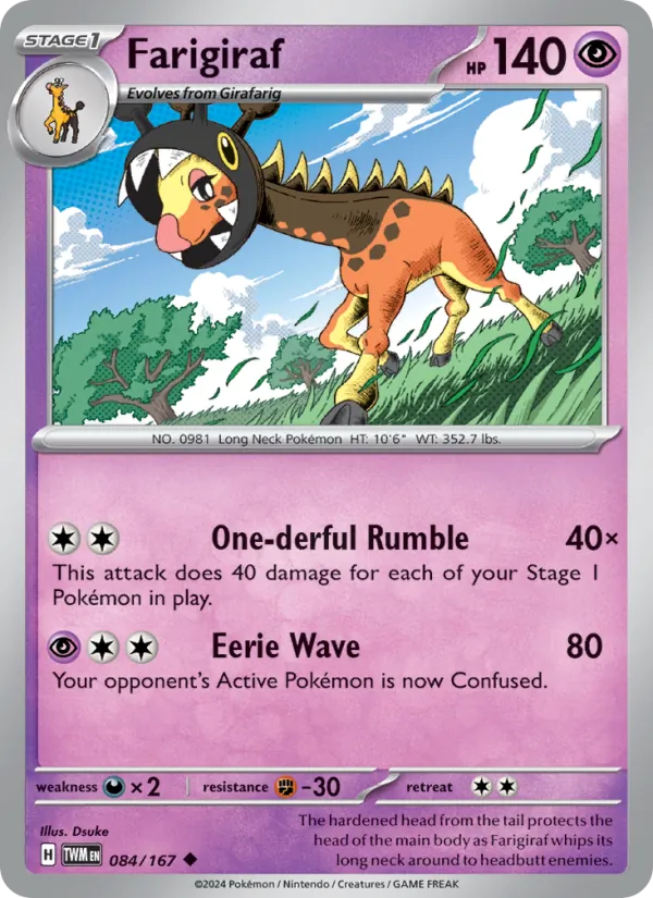 Farigiraf — Twilight Masquerade #084 (Pokémon TCG card)
