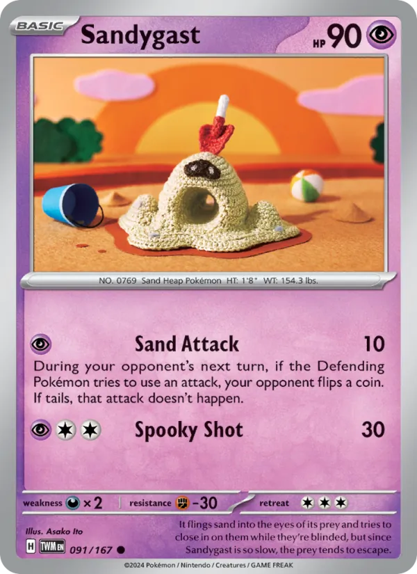 Sandygast — Twilight Masquerade #091 (Pokémon TCG card)