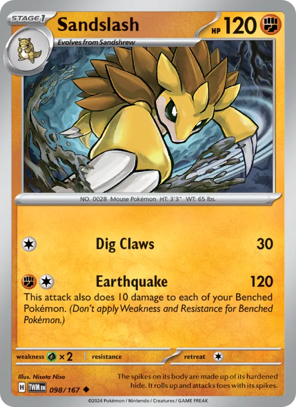 Sandslash — Twilight Masquerade #098 (Pokémon TCG card)