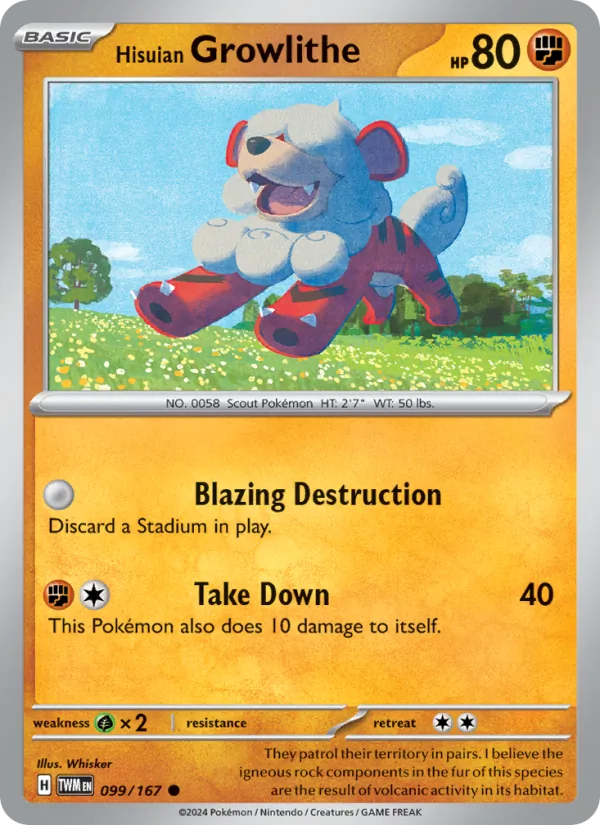 Hisuian Growlithe — Twilight Masquerade #099 (Pokémon TCG card)