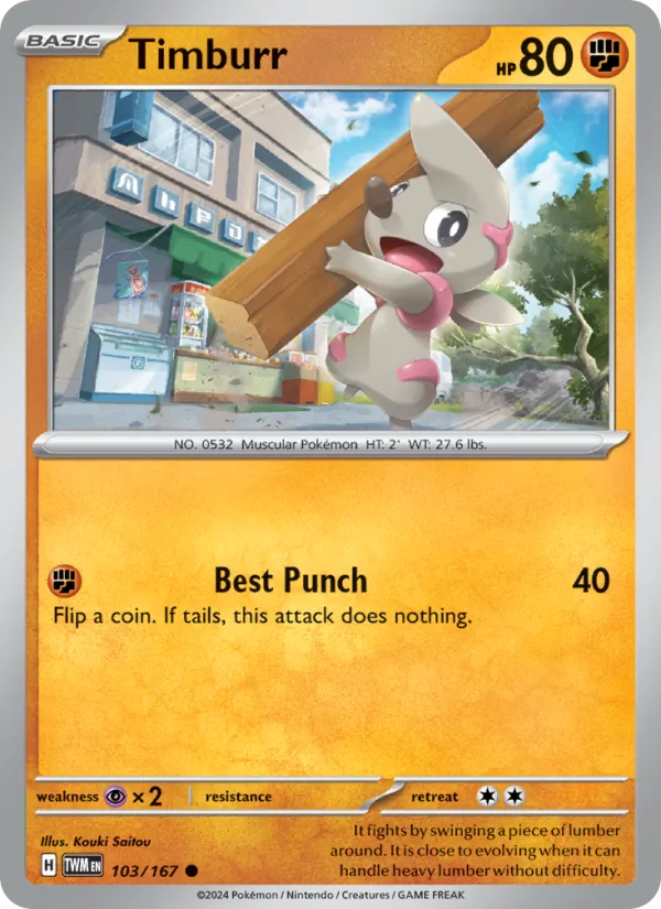 Timburr — Twilight Masquerade #103 (Pokémon TCG card)