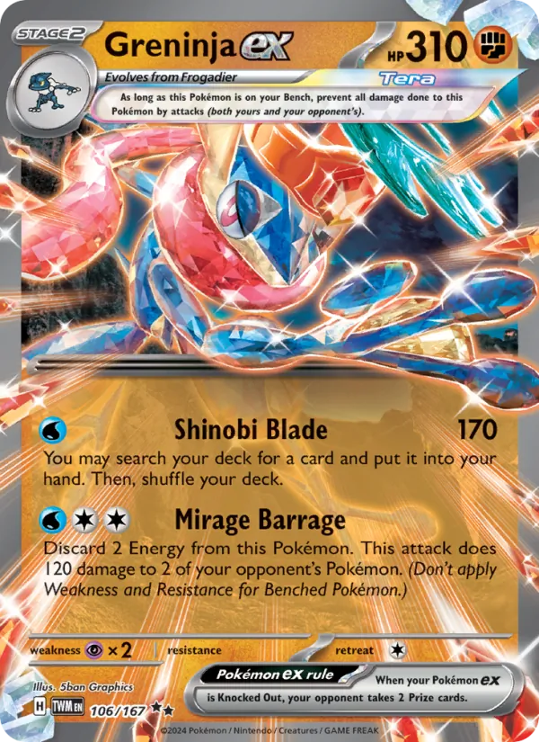 Greninja ex — Twilight Masquerade #106 (Pokémon TCG card)