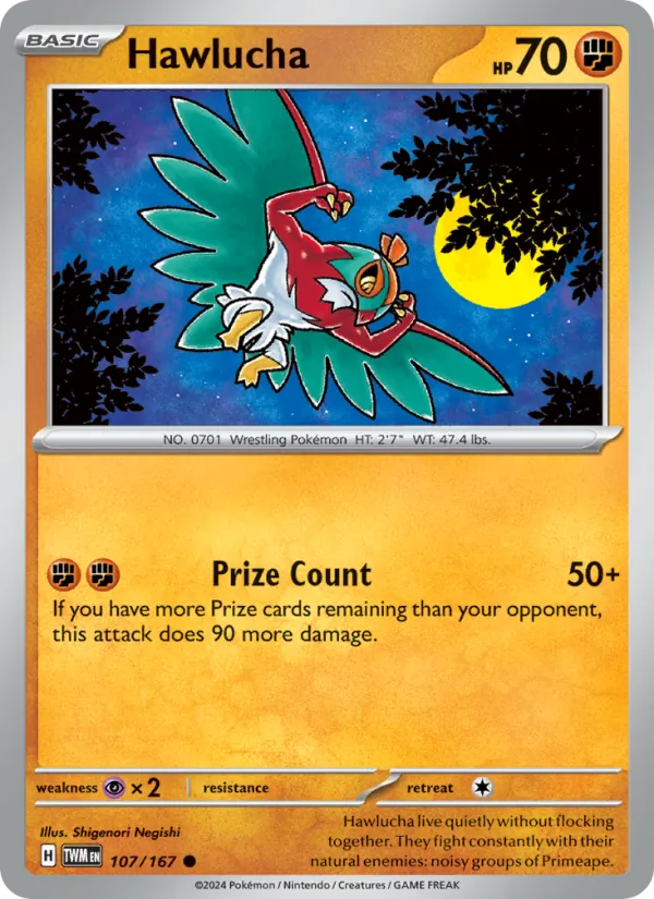 Hawlucha — Twilight Masquerade #107 (Pokémon TCG card)