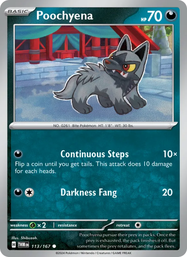 Poochyena — Twilight Masquerade #113 (Pokémon TCG card)