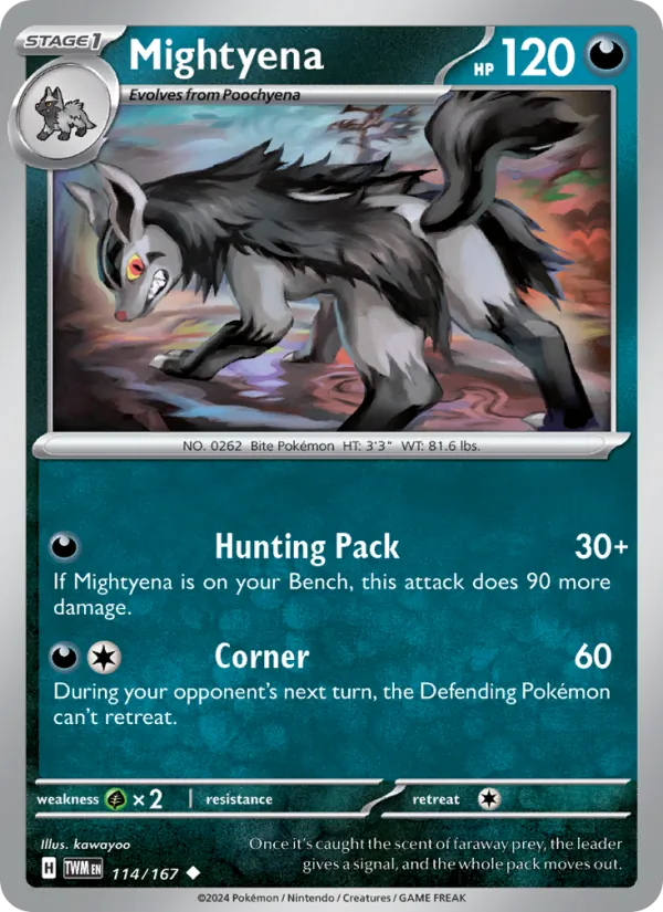 Mightyena — Twilight Masquerade #114 (Pokémon TCG card)