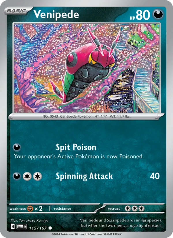 Venipede — Twilight Masquerade #115 (Pokémon TCG card)