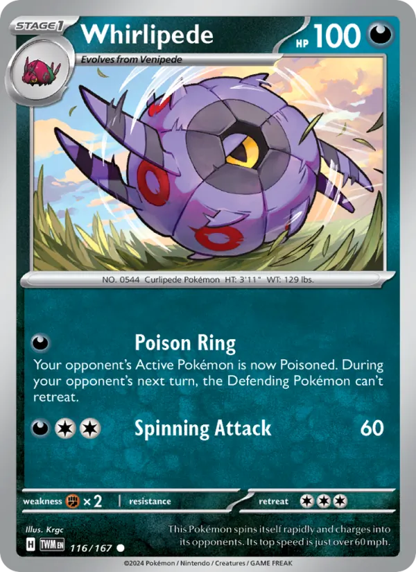 Whirlipede — Twilight Masquerade #116 (Pokémon TCG card)