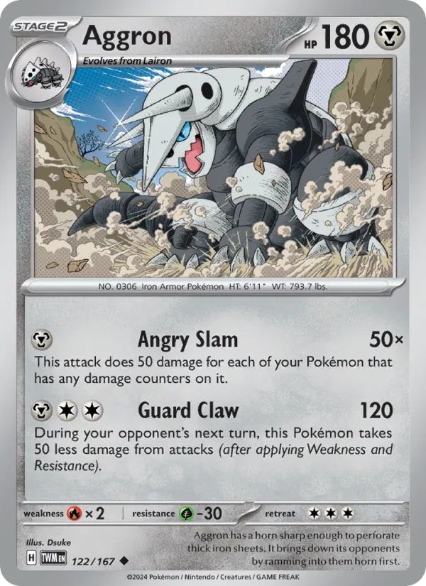Aggron — Twilight Masquerade #122 (Pokémon TCG card)