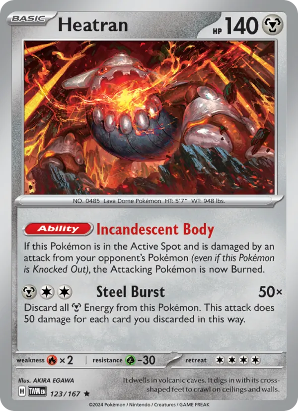 Heatran — Twilight Masquerade #123 (Pokémon TCG card)