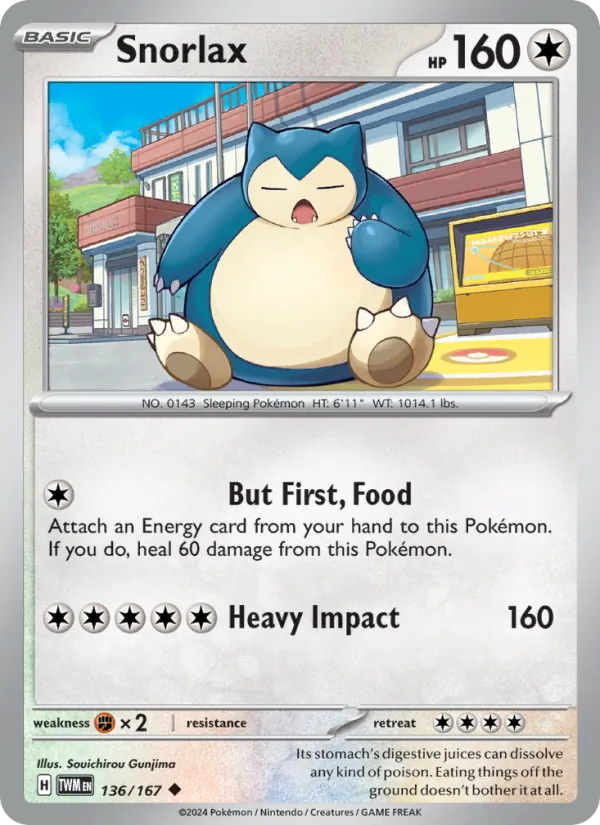 Snorlax — Twilight Masquerade #136 (Pokémon TCG card)