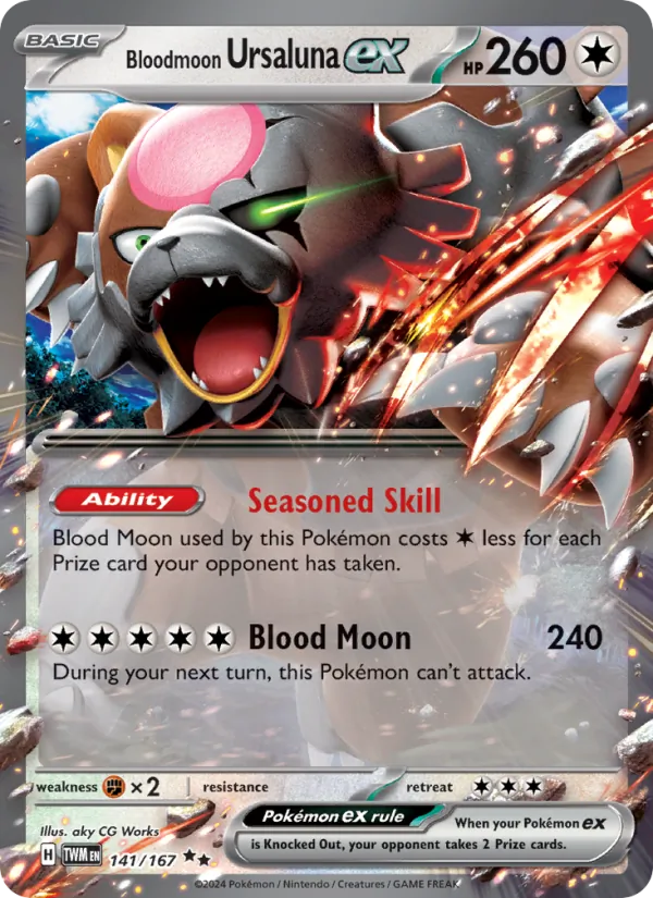 Bloodmoon Ursaluna ex — Twilight Masquerade #141 (Pokémon TCG card)